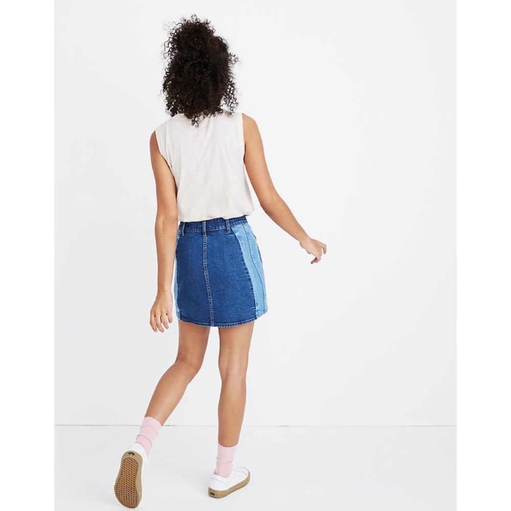 Madewell Stretch Denim Straight Mini Skirt: Pieced Edition - Picture 2 of 10